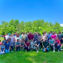 Church family gathered outdoors